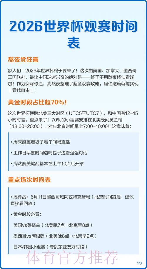 2026年世界杯全程赛事直播时间表 2026年世界杯全程赛事直播时间表