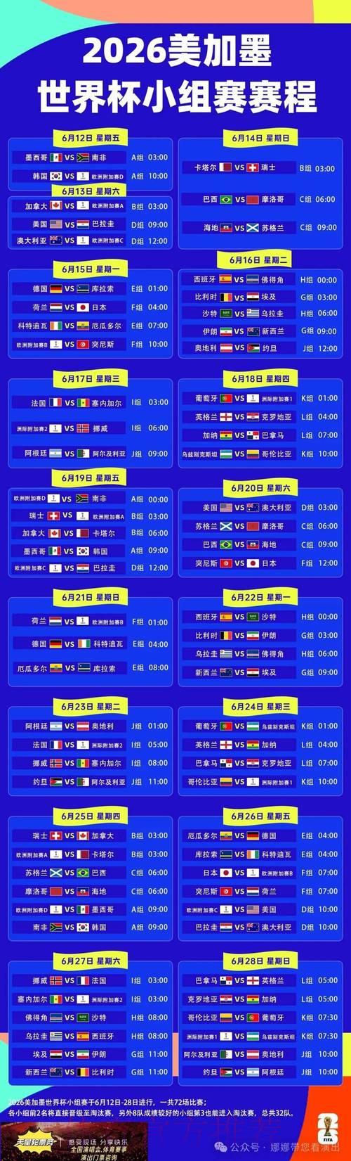 世界杯直播时间全攻略，赛程安排一网打尽